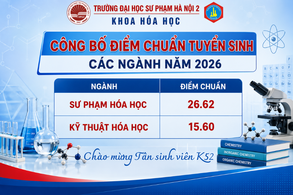 Điểm trúng tuyển đại học đợt 1 ngành Sư phạm Hóa học và Kỹ thuật Hóa học của Trường ĐHSP Hà Nội 2 năm 2026